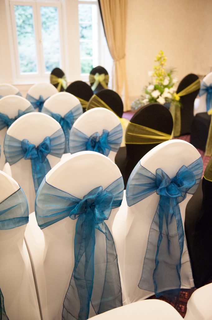 Blue covered civil ceremony room