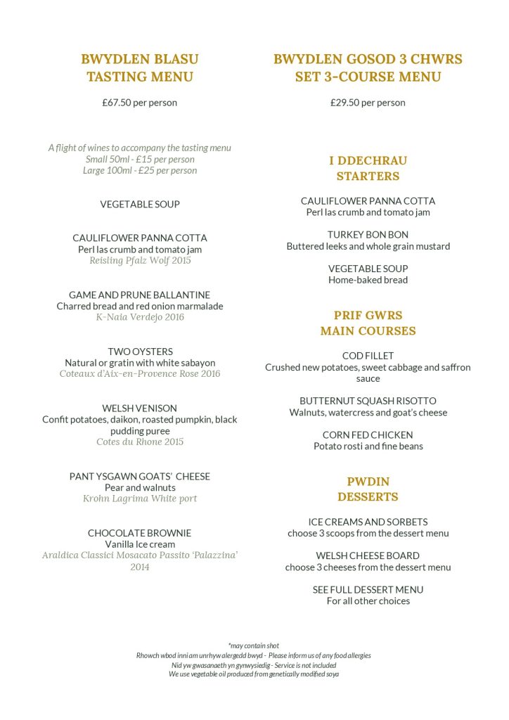 Set dinner and tasting menus