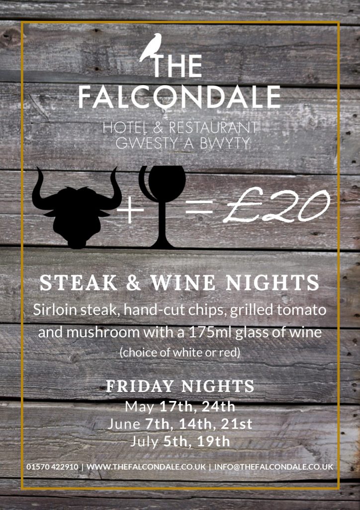 Steak and wine at The Falcondale