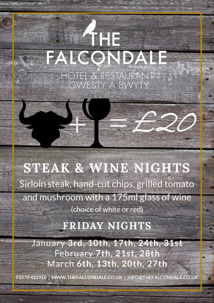 Steak and wine nights at The Falcondale